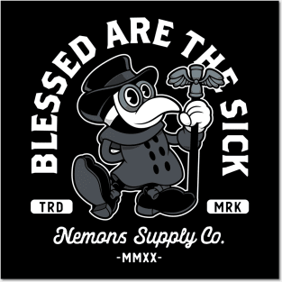 Vintage Cartoon Plague Doctor - Blessed Are The Sick - Occult - Goth Metal Posters and Art